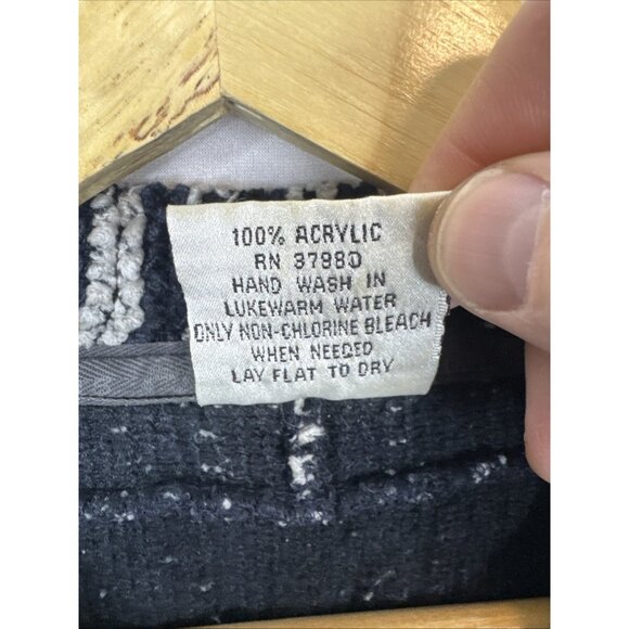 FUBU The Collection Terry Knit Sweater V-Neck Black White Mens M Korea 90s - Picture 5 of 6